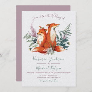 Woodland Watercolor Fox Wedding invitations