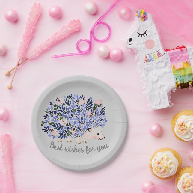 Woodland Watercolor Hedgehog Paper Plates (Party)