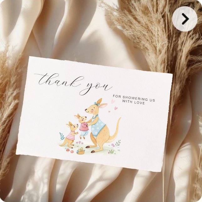 Woodland Watercolor Kangaroo Family Baby Shower  Thank You Card (Creator Uploaded)