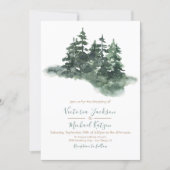 Woodland Watercolor Pine Forest Wedding Invitation (Front)