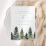 Woodland Watercolor Pine Trees Baby Shower Invitation