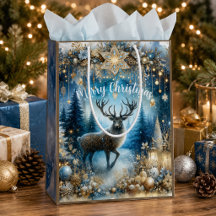 Woodland Watercolor Reindeer Christmas Tree