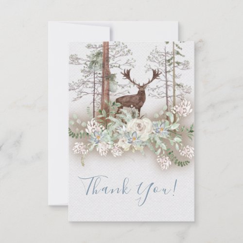 Woodland Watercolor Stag Thank you note