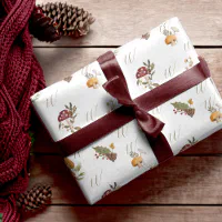 Joy Rustic Woodsy Watercolor Mushroom Christmas Wrapping Paper Sheets -  Moodthology Papery
