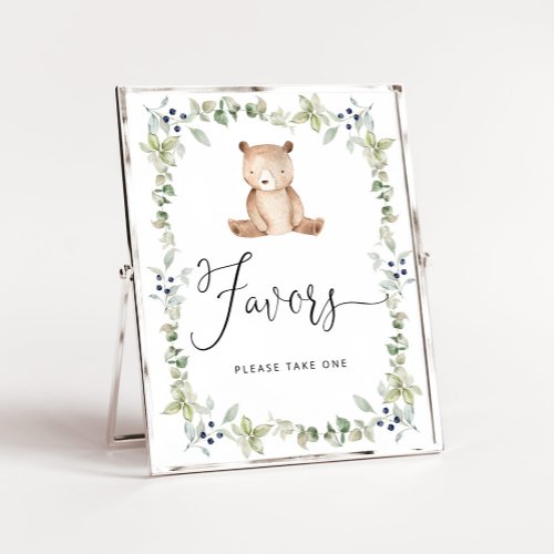 Woodland we can bearly wait baby  Favors sign