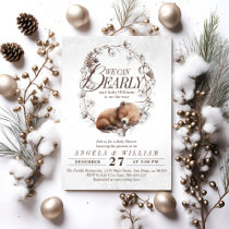 Woodland We Can Bearly Wait Winter Baby Shower Invitation