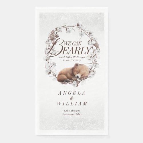 Woodland We Can Bearly Wait Winter Baby Shower Paper Guest Towels