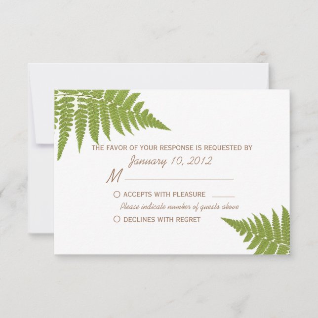 Woodland Wedding Fern RSVP Card (Front)
