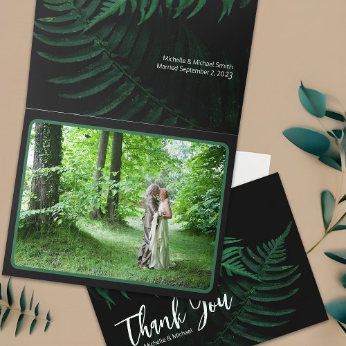 Woodland Wedding Green Forest Fern Nature Photo Thank You Card