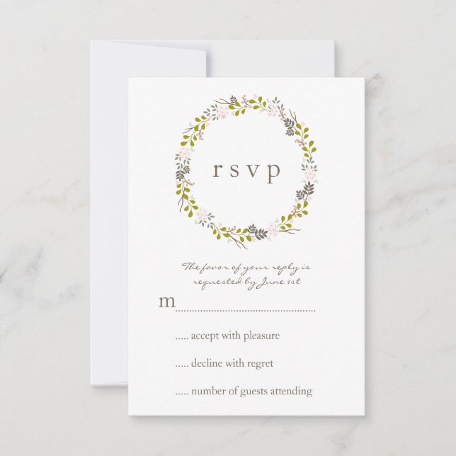 Woodland Wedding Response RSVP Card (Front)