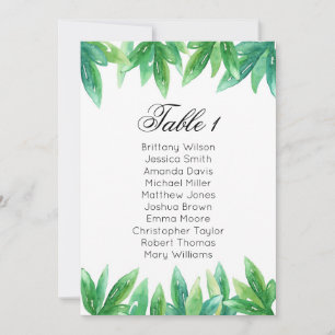 Woodland wedding seating chart. Garden table plan Invitation