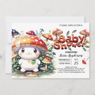Woodland Whims Into the Mushroom Baby Shower Invitation