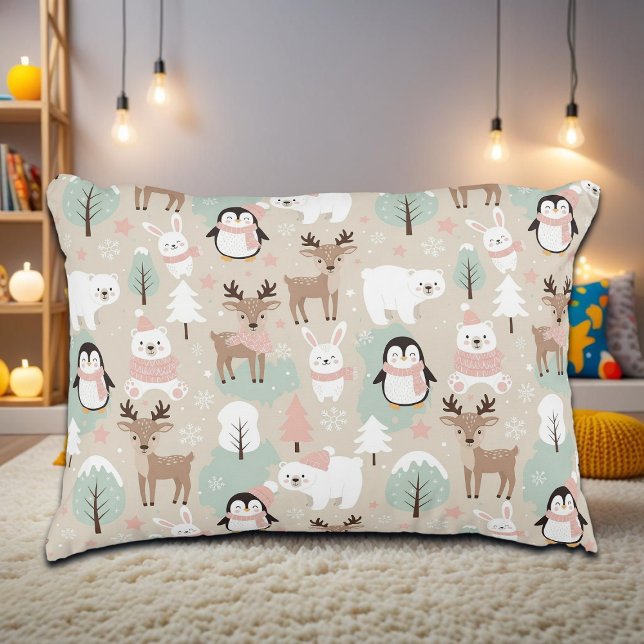 Woodland Whimsical Forest Animals Winter Accent Pillow (Creator Uploaded)