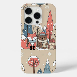 Woodland Whimsical Forest Animals Winter iPhone 15 Pro Case