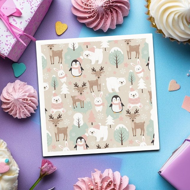 Woodland Whimsical Forest Animals Winter Napkins (Creator Uploaded)