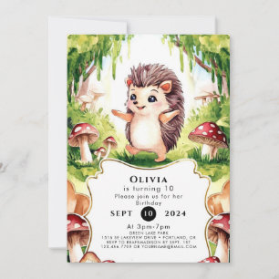 Woodland Whimsical Hedgehog Birthday Invitation