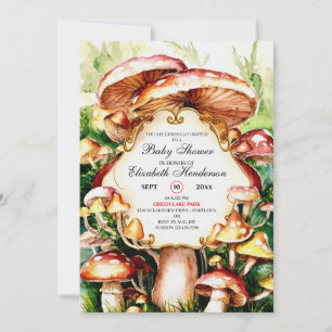 Woodland Whimsical Mushroom Baby Shower Invitation