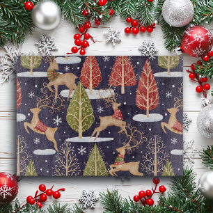 Woodland Whimsical Reindeers Winter Cutting Board