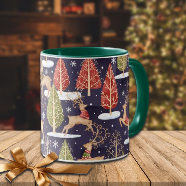Woodland Whimsical Reindeers Winter Mug (Creator Uploaded)