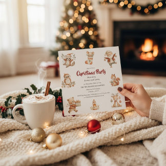 Woodland Whimsy Christmas Party Invitation