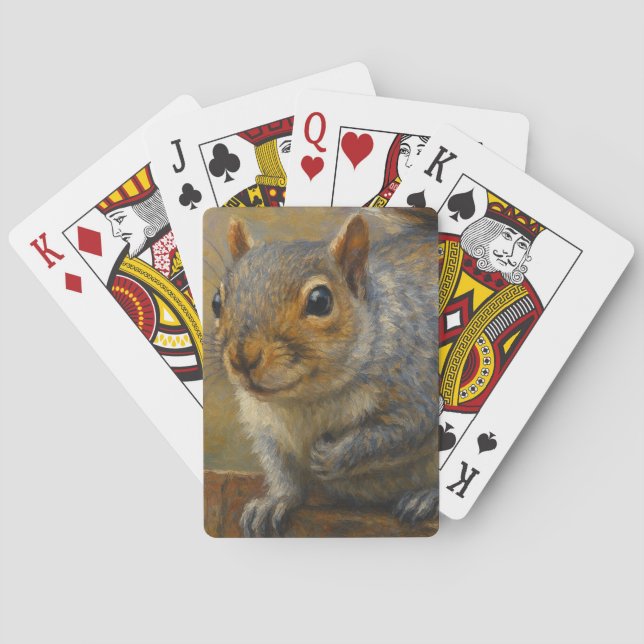 Woodland Whimsy – Realistic Squirrel Portrait Poker Cards (Back)