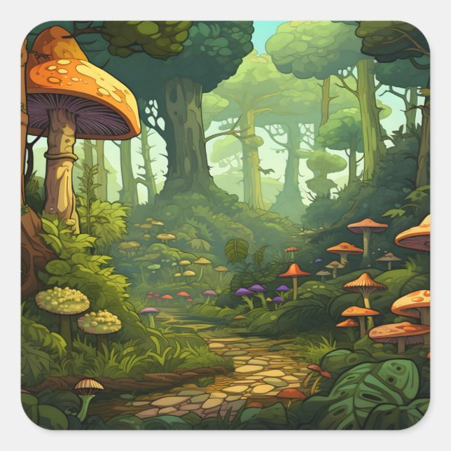 Woodland Whimsy Square Sticker (Front)