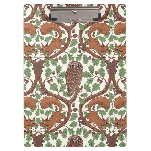 Woodland Whispers/Owls and Squirrels in the Oak/mo Clipboard (Front)
