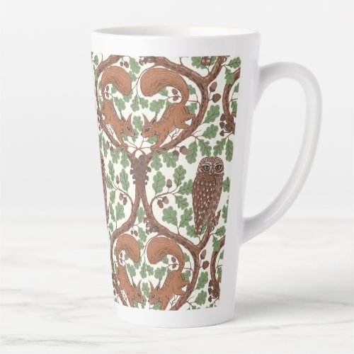 Woodland Whispers/Owls and Squirrels in the Oak/mo Latte Mug