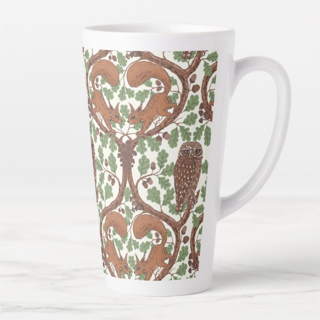 Woodland Whispers/Owls and Squirrels in the Oak/mo Latte Mug (Right)