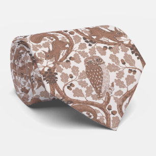 Woodland Whispers/Owls and Squirrels in the Oak/mo Neck Tie