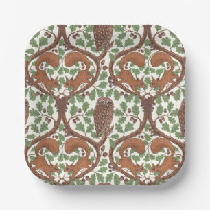 Woodland Whispers/Owls and Squirrels in the Oak/mo Paper Plates