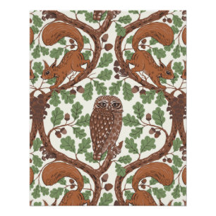 Woodland Whispers/Owls and Squirrels in the Oak/mo Poster