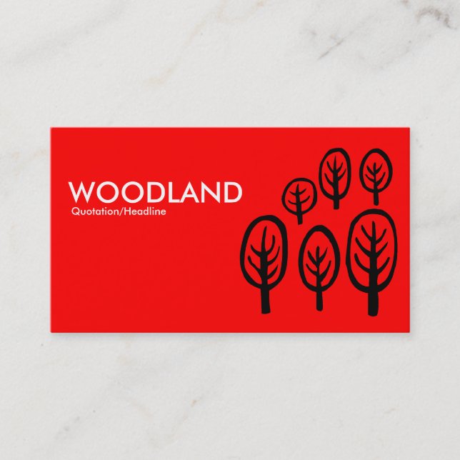 Woodland - White and Black on Red Business Card (Front)