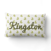 Woodland White and Olive Bunny Nursery Lumbar Pillow
