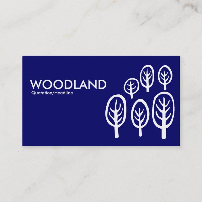 Woodland - White on Dark Blue Business Card (Front)