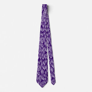 Woodland White on Dark Violet Neck Tie
