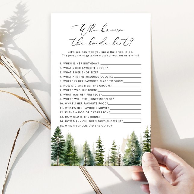 Woodland Who knows the bride best game (Creator Uploaded)