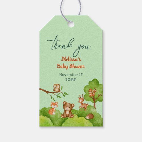 Woodland Wild Animals Forest Friends Baby Shower Gift Tags