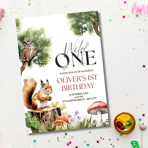 Woodland Wild One Birthday Invitation 1st Birthday