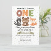 Woodland Wild One Birthday Party Invitation (Standing Front)