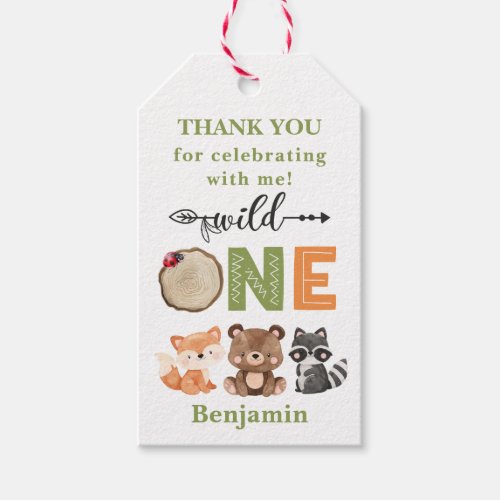 Woodland Wild One Birthday Thank You Gift Tags