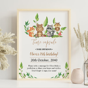 Woodland Wild One Birthday Time Capsule Sign