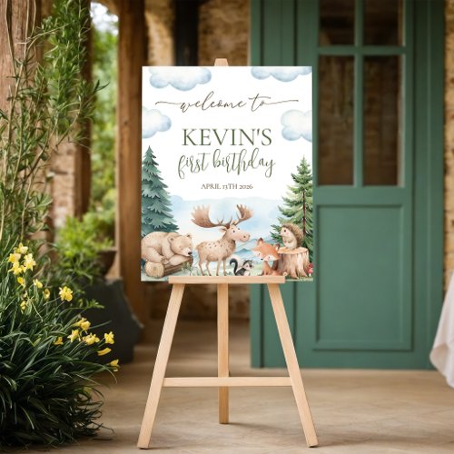 Woodland Wild One Birthday Welcome Sign 16x20