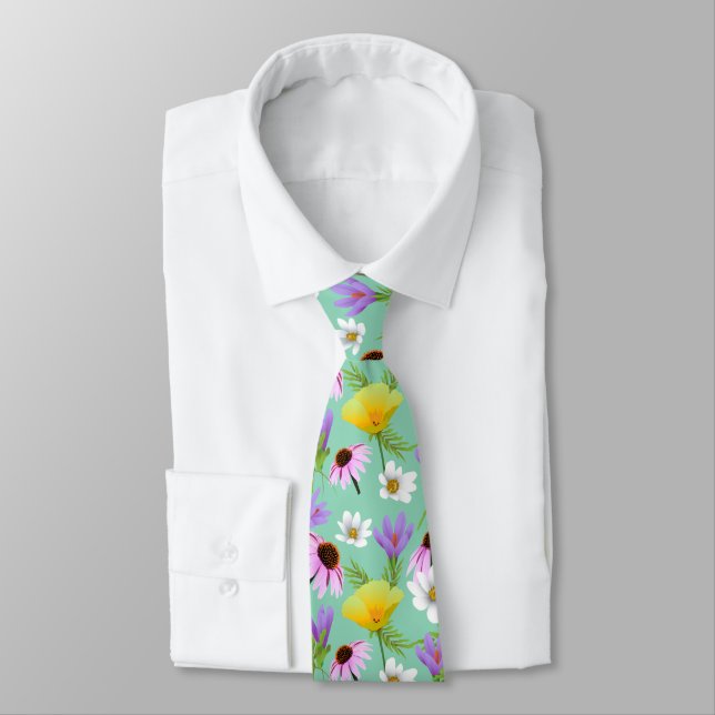 Woodland Wildflower Garden Neck Tie (Tied)