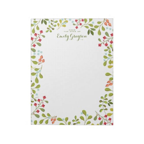 Woodland Wildflower Personalized Social Stationery Notepad