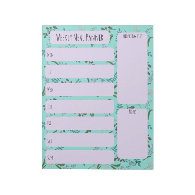 Woodland Wildflower Weekly Meal planner notepad  (Rotated)