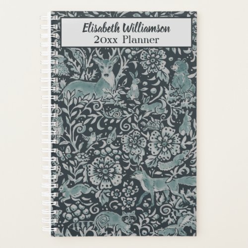 Woodland Wildlife  Animal Teal Customized Fox Deer Planner