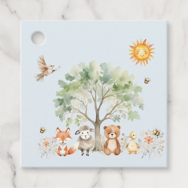 Woodland Wildlife Baby Shower Gift Tags (Front)