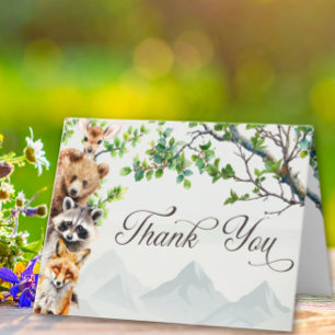 Woodland Wildlife Baby Shower Greeting Letterpress Thank You Card