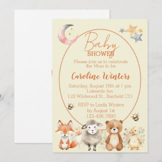 Woodland Wildlife Baby Shower Invitation